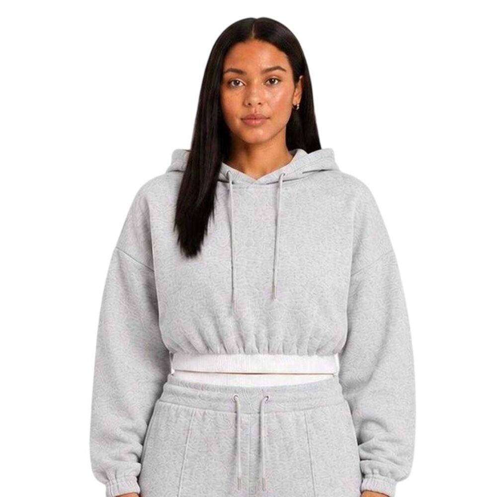 I Saw It First Womens/Ladies Contrast Waistband Hoodie / Gray Marl